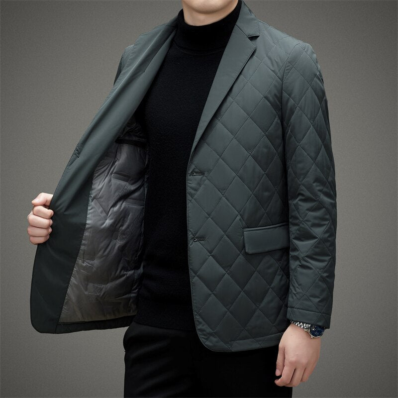 Top Grade Men's Suit Collar Single Breasted Business Casual Overcoat Down Jacket 2022 New Arrival Men 90%  White Duck Down Parka