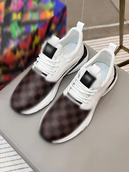 fashion men designer shoes black brown plaid printed Luxury Mens sneakers sports trainers shoe with box