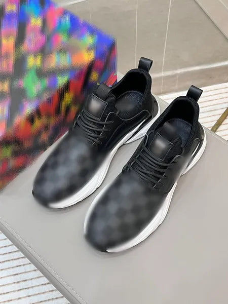 fashion men designer shoes black brown plaid printed Luxury Mens sneakers sports trainers shoe with box